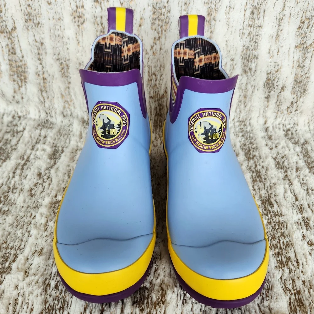 Pendleton Ankle Rain Boots Yosemite California National Park Blue Women's Size 6